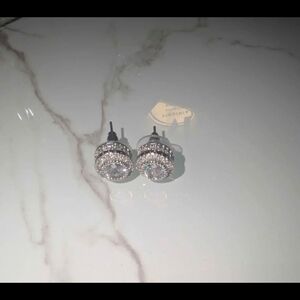 Elegant Silver and Clear Stud Earrings